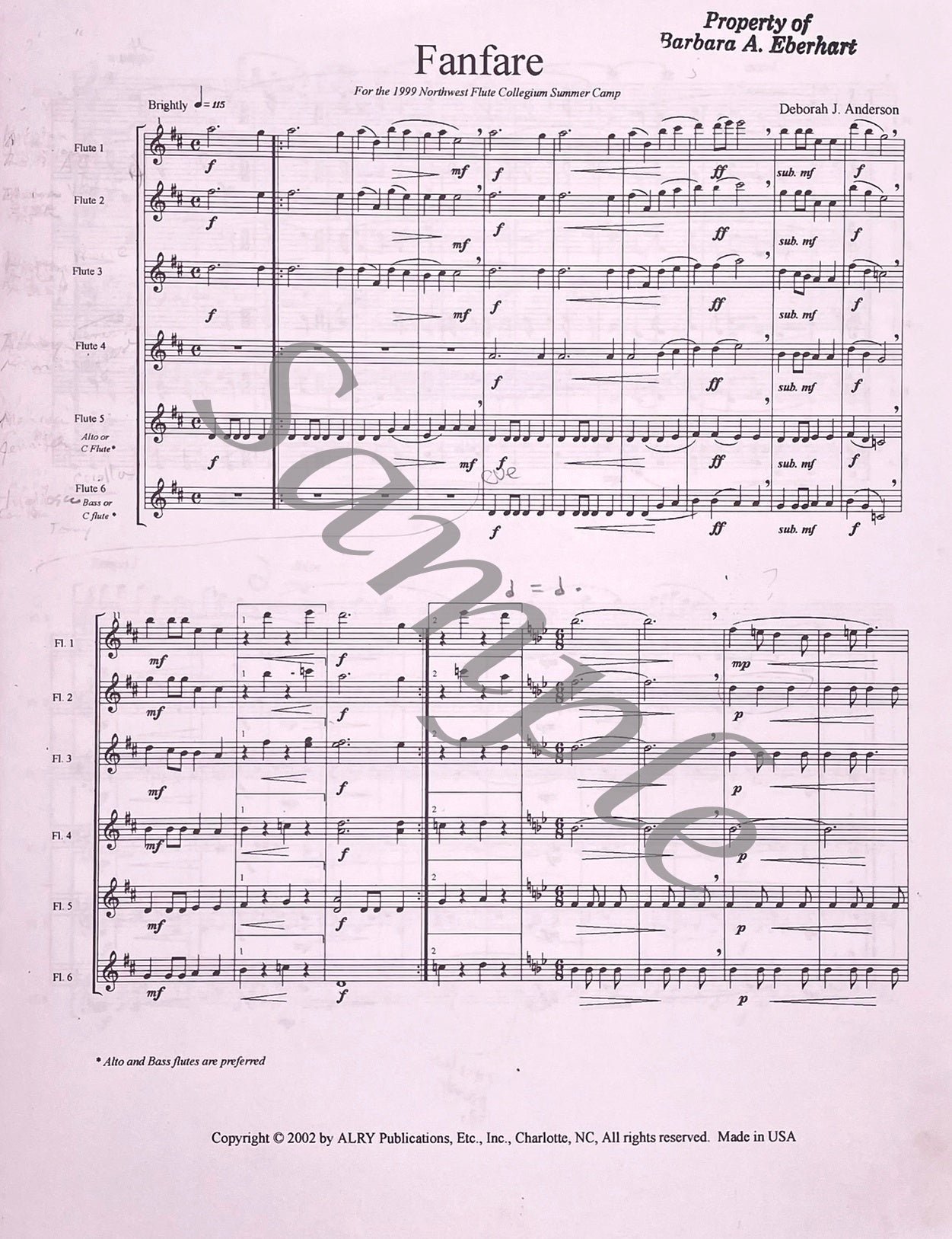 Fanfare for Flute Choir by Deborah Anderson