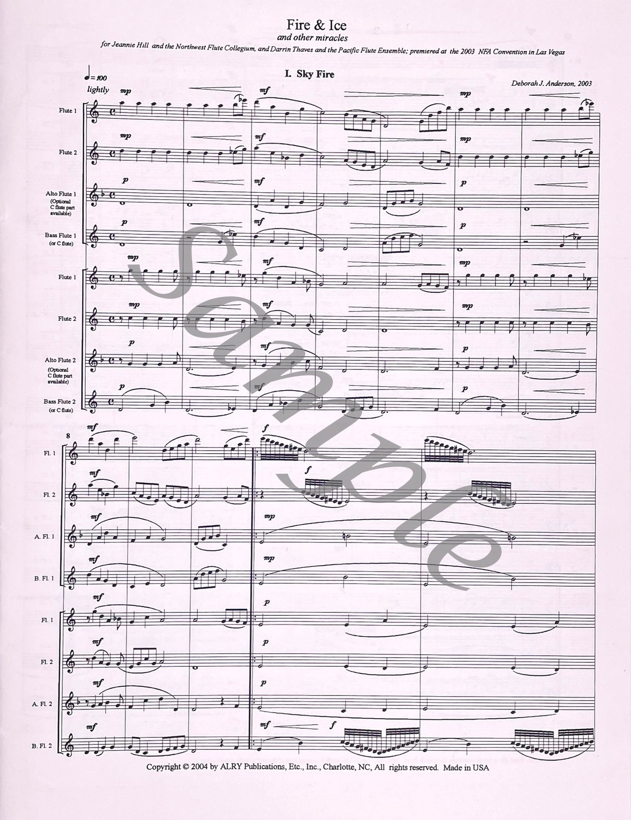 Fire & Ice for Flute Choir by Deborah Anderson