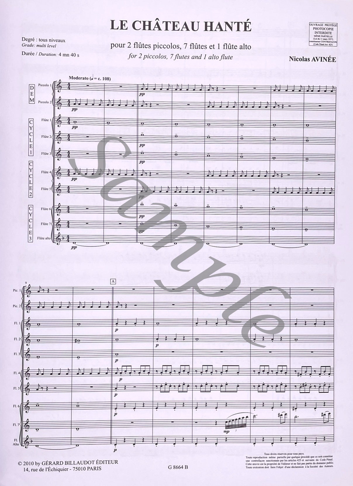 Le Château Hanté (The Haunted Castle) for Flute Choir by Nicolas Avinée