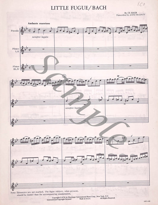 Little Fugue for Flute Choir by J.S. Bach
