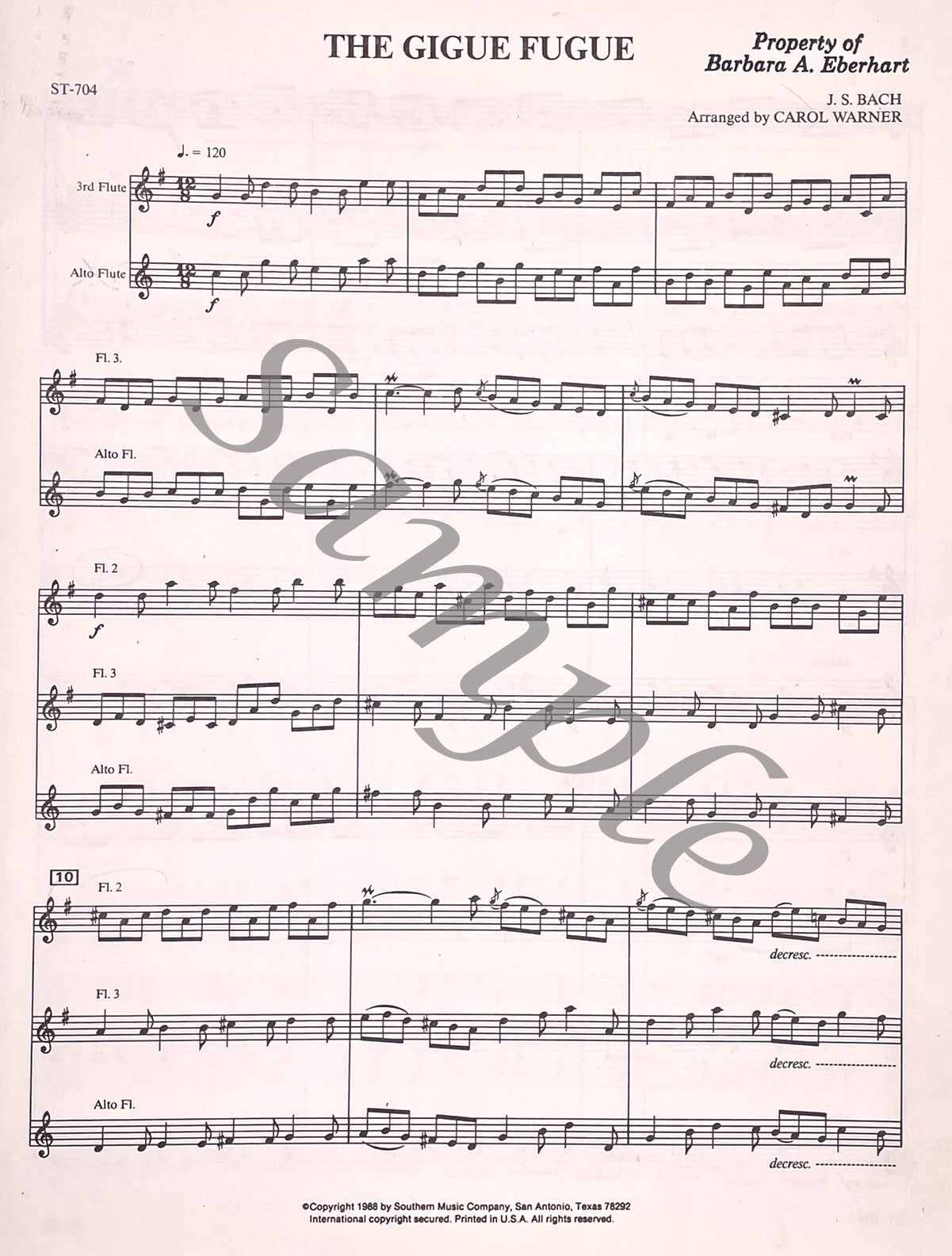 The Gigue Fugue for Flute Choir by J.S. Bach