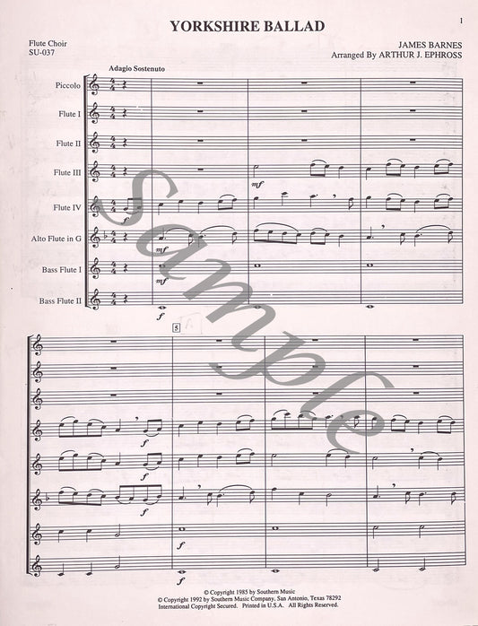 Yorkshire Ballad for Flute Choir by James Barnes