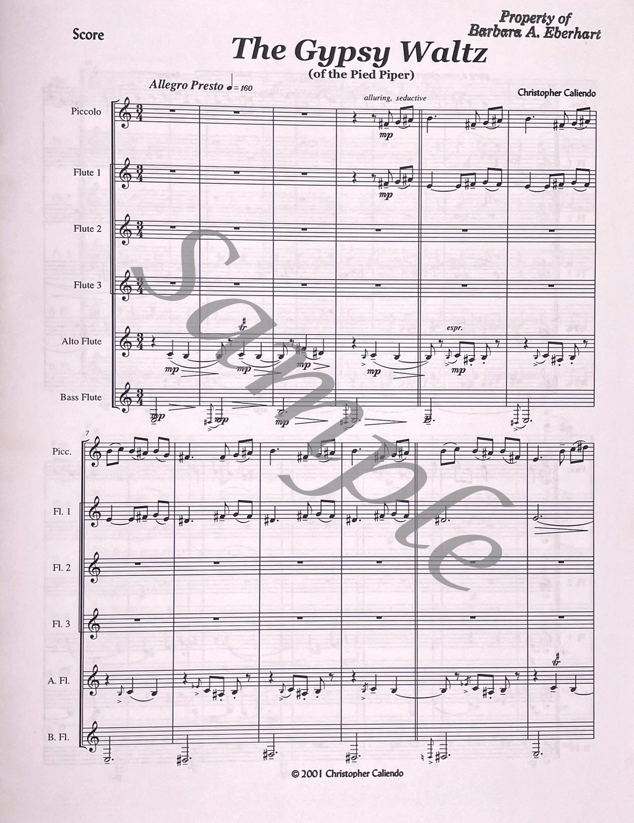 Gypsy Waltz of the Pied Piper for Flute Choir by Christopher Caliendo