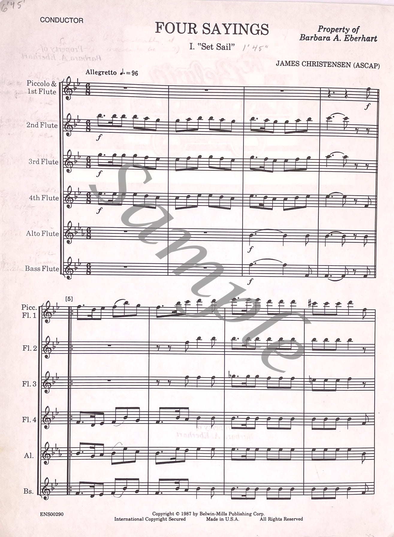 Four Sayings for Flute Choir by James Christensen