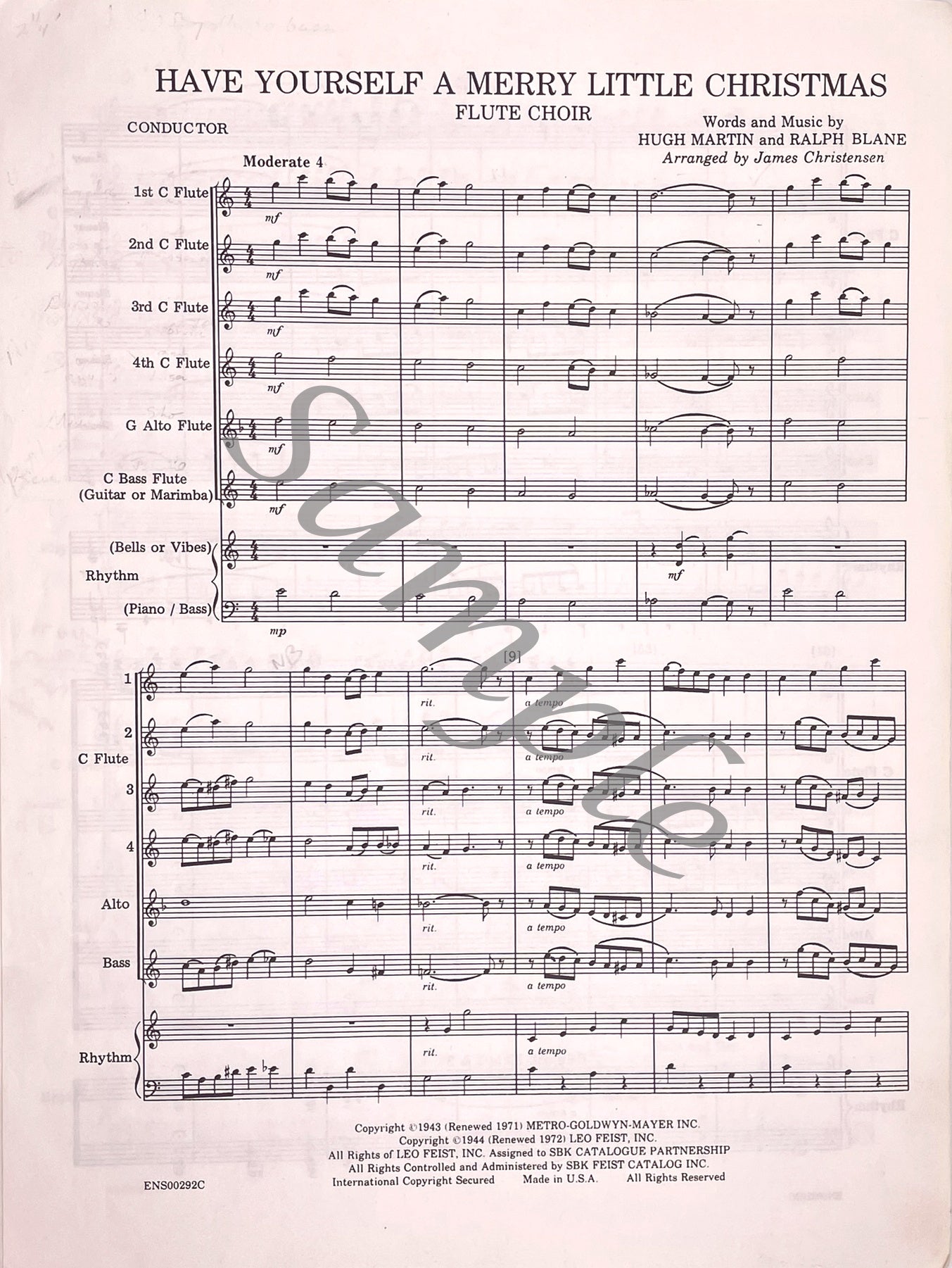 Have Yourself A Merry Little Christmas for Flute Choir by Martin and Blane