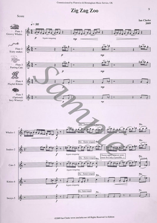 Zig Zag Zoo for Flute Ensemble by Ian Clarke