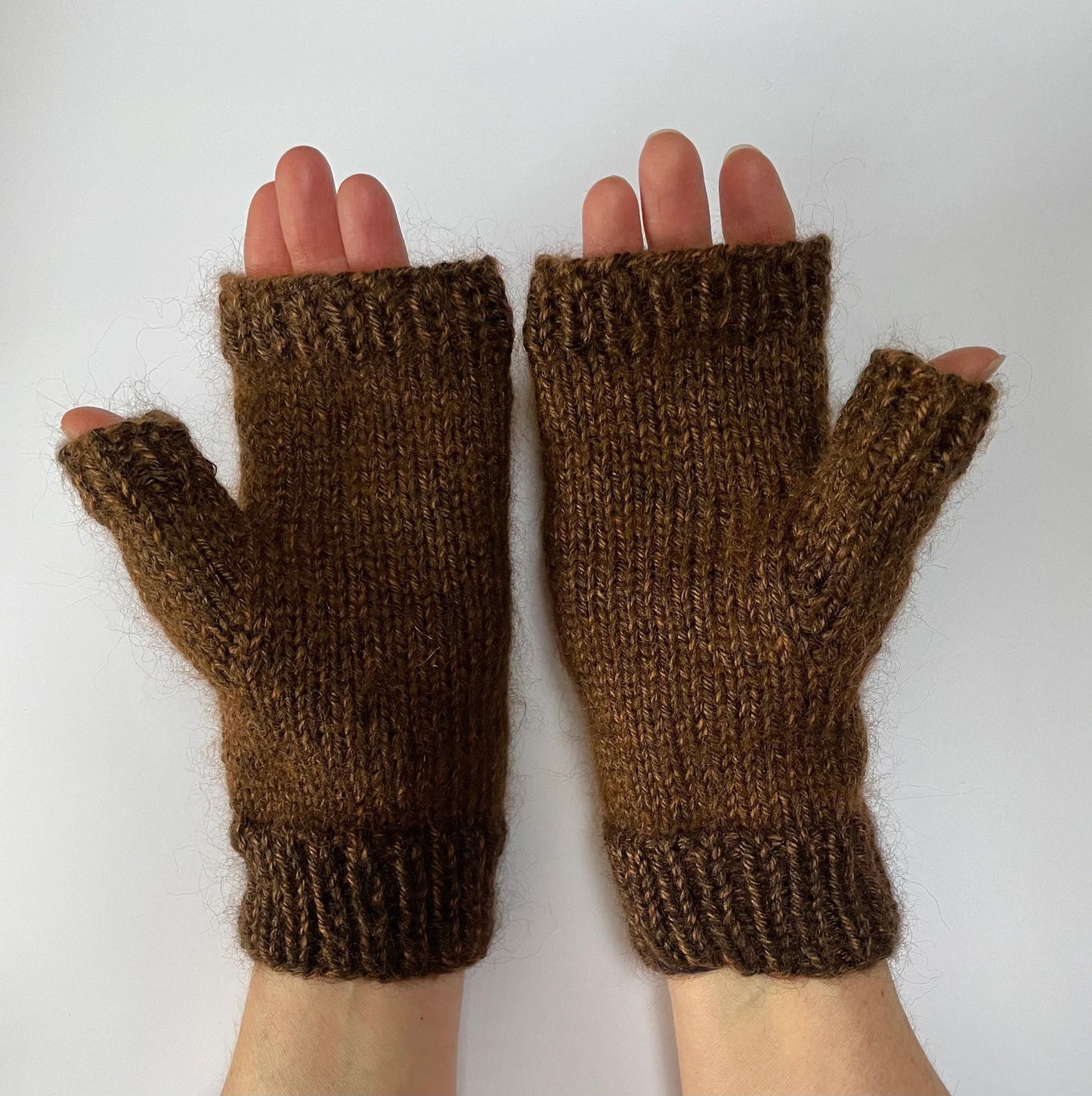Fingerless Gloves with Mohair for Large Hands in Multiple Colors