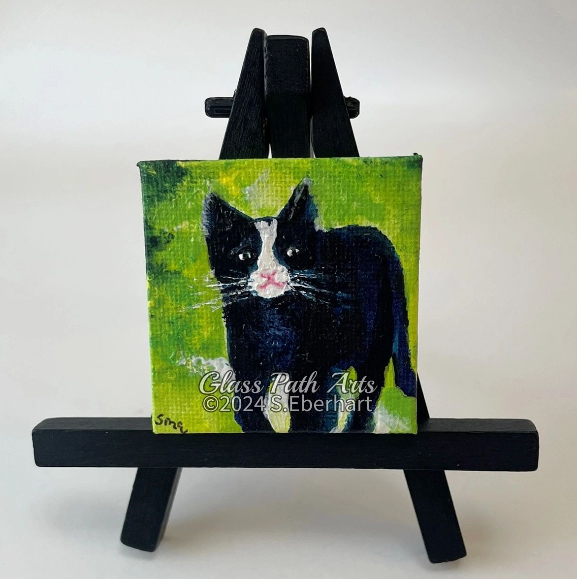 Cat - Trail Blaze - Original Acrylic Miniature Painting by Sophia Eberhart