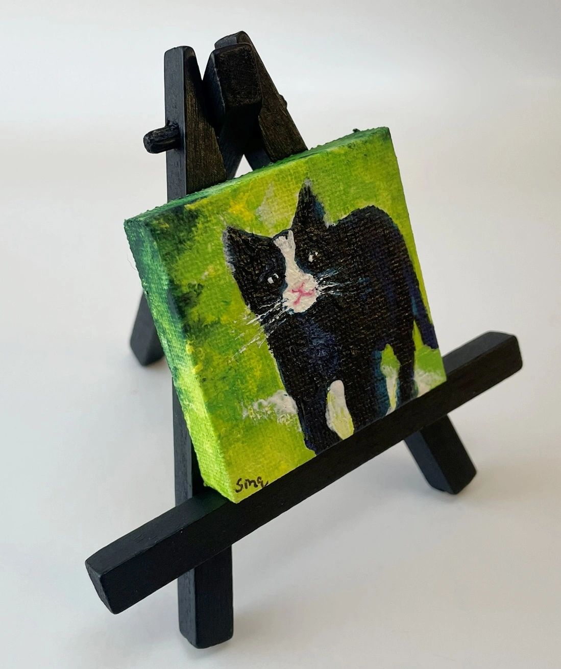 Cat - Trail Blaze - Original Acrylic Miniature Painting by Sophia Eberhart