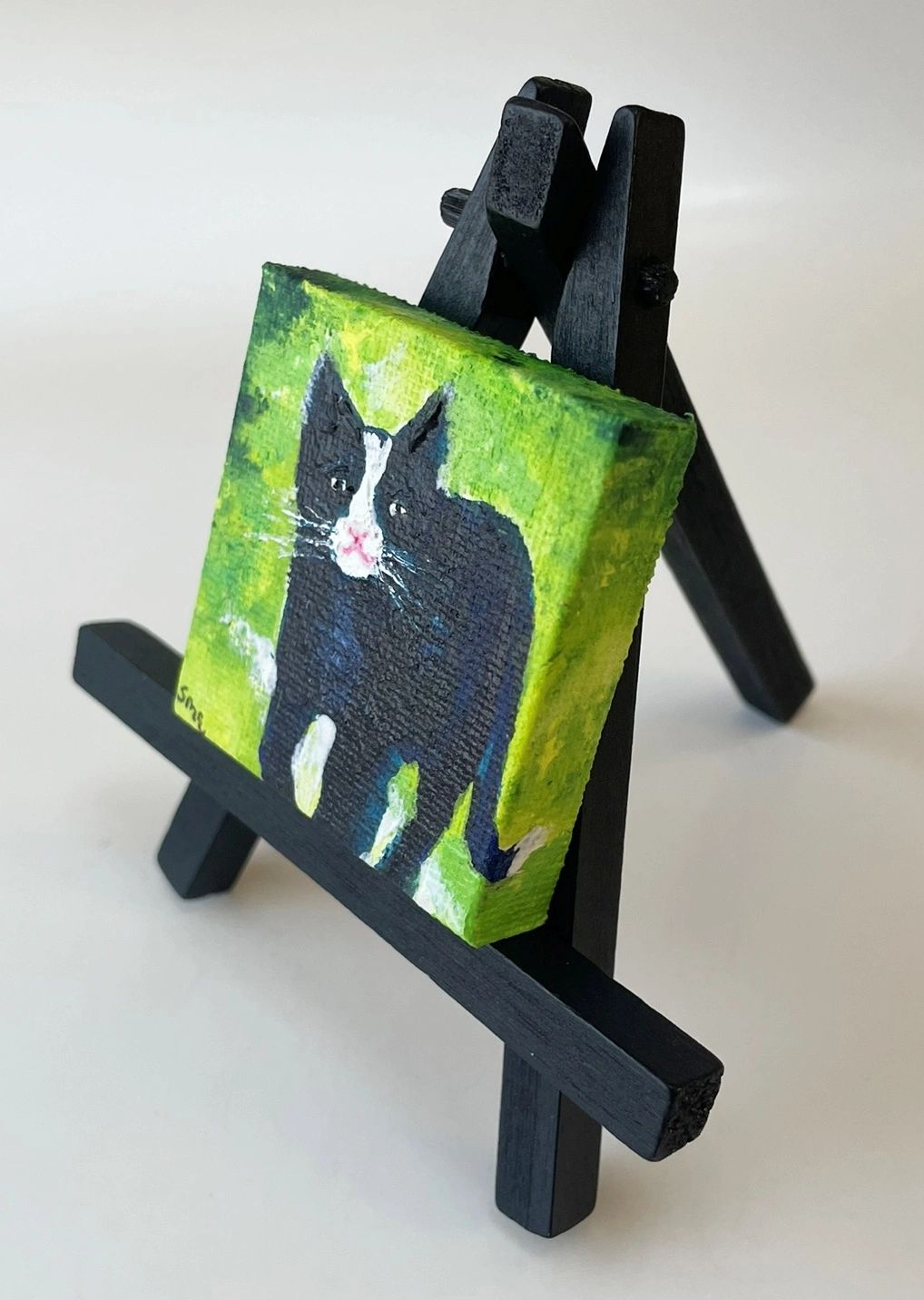 Cat - Trail Blaze - Original Acrylic Miniature Painting by Sophia Eberhart