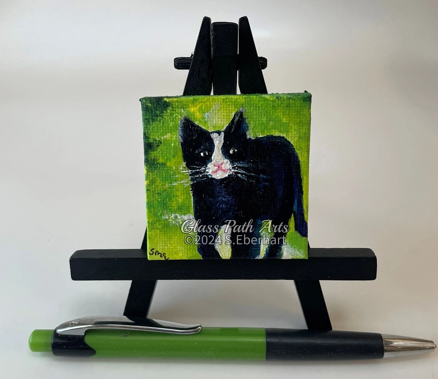 Cat - Trail Blaze - Original Acrylic Miniature Painting by Sophia Eberhart