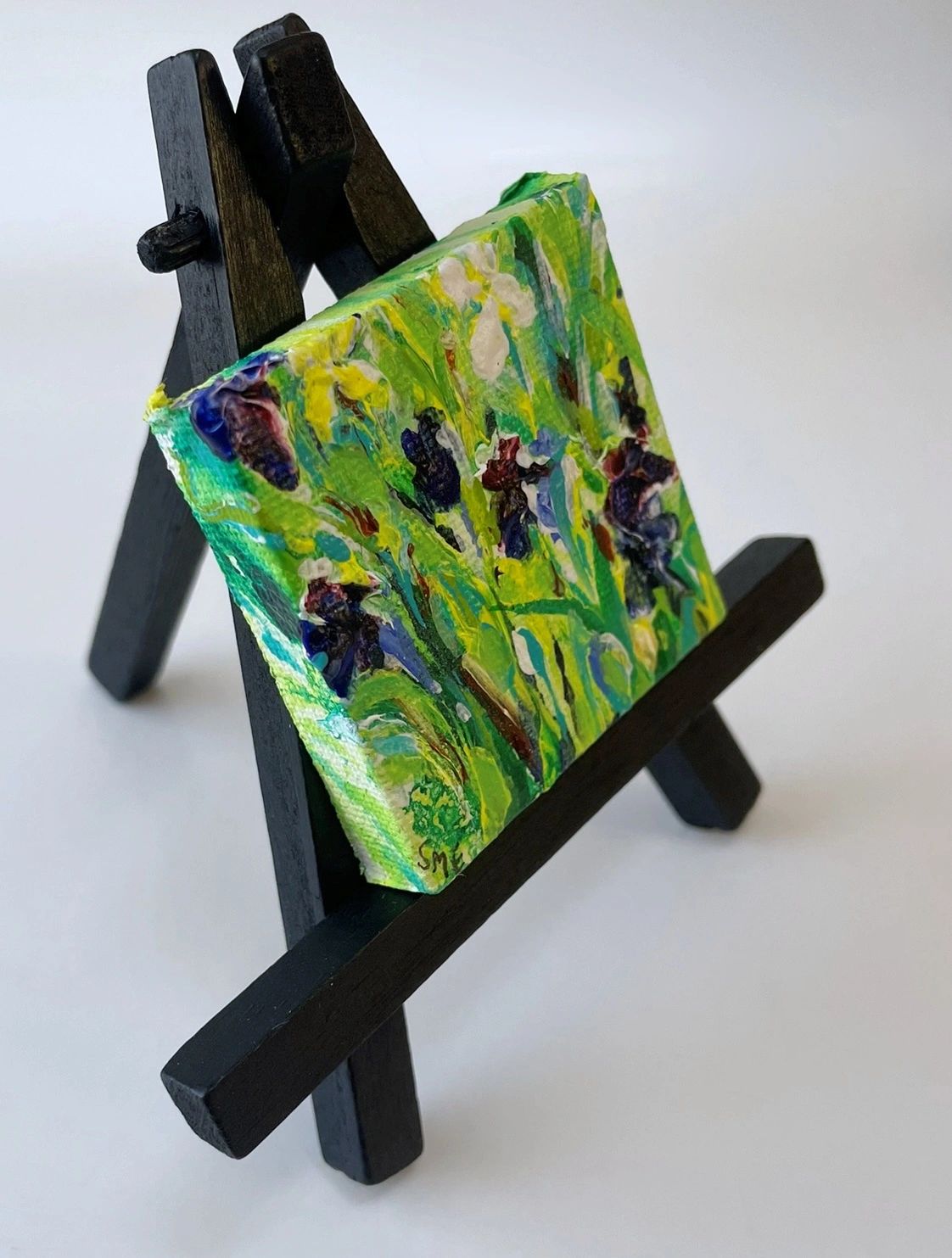 Iris Patch - Original Acrylic Miniature Painting by Sophia Eberhart