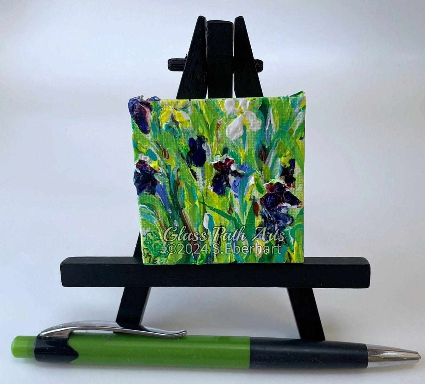 Iris Patch - Original Acrylic Miniature Painting by Sophia Eberhart
