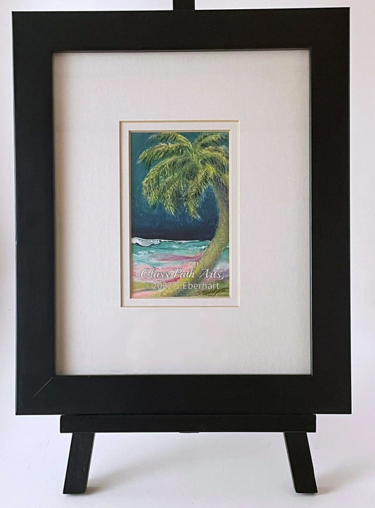 Tropical Night - Palm - Original Acrylic Painting by Sophia Eberhart (Free USA Shipping)