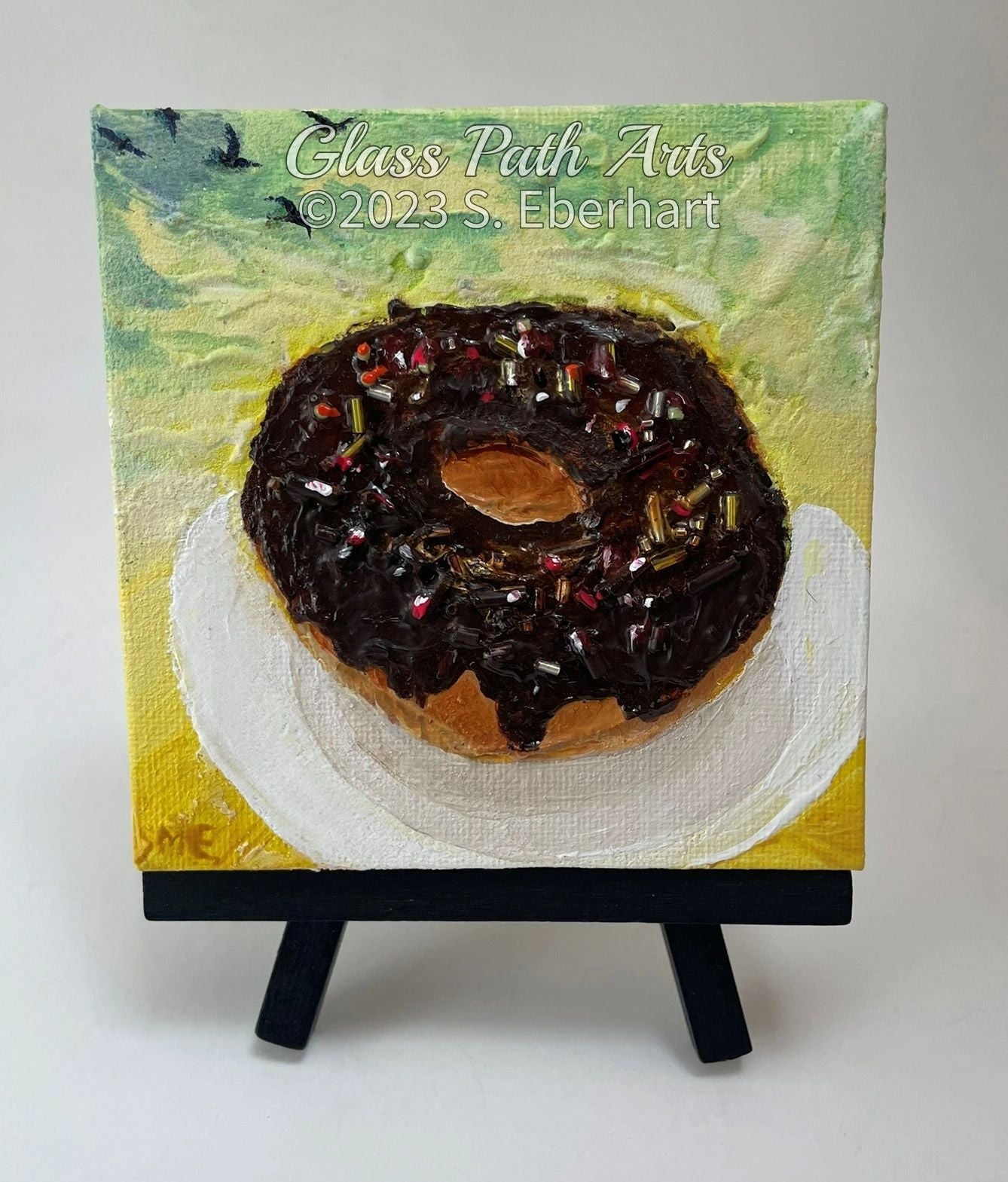 Doughnut Dawn - Original Acrylic Miniature Painting by Sophia Eberhart (Free USA Shipping)