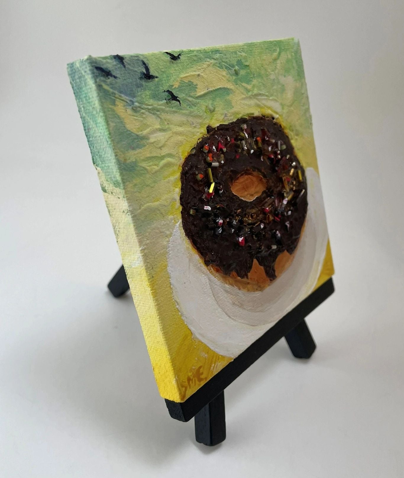 Doughnut Dawn - Original Acrylic Miniature Painting by Sophia Eberhart (Free USA Shipping)