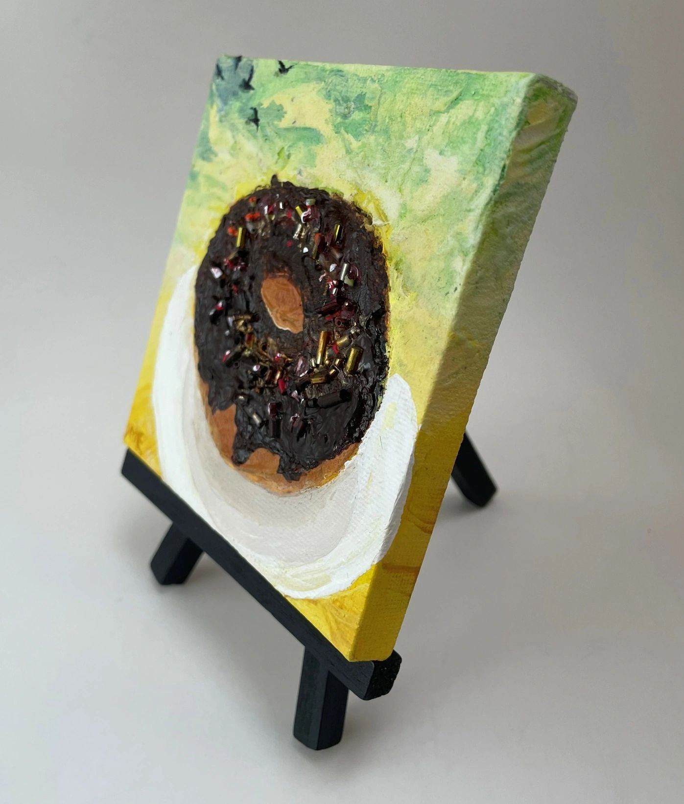 Doughnut Dawn - Original Acrylic Miniature Painting by Sophia Eberhart (Free USA Shipping)