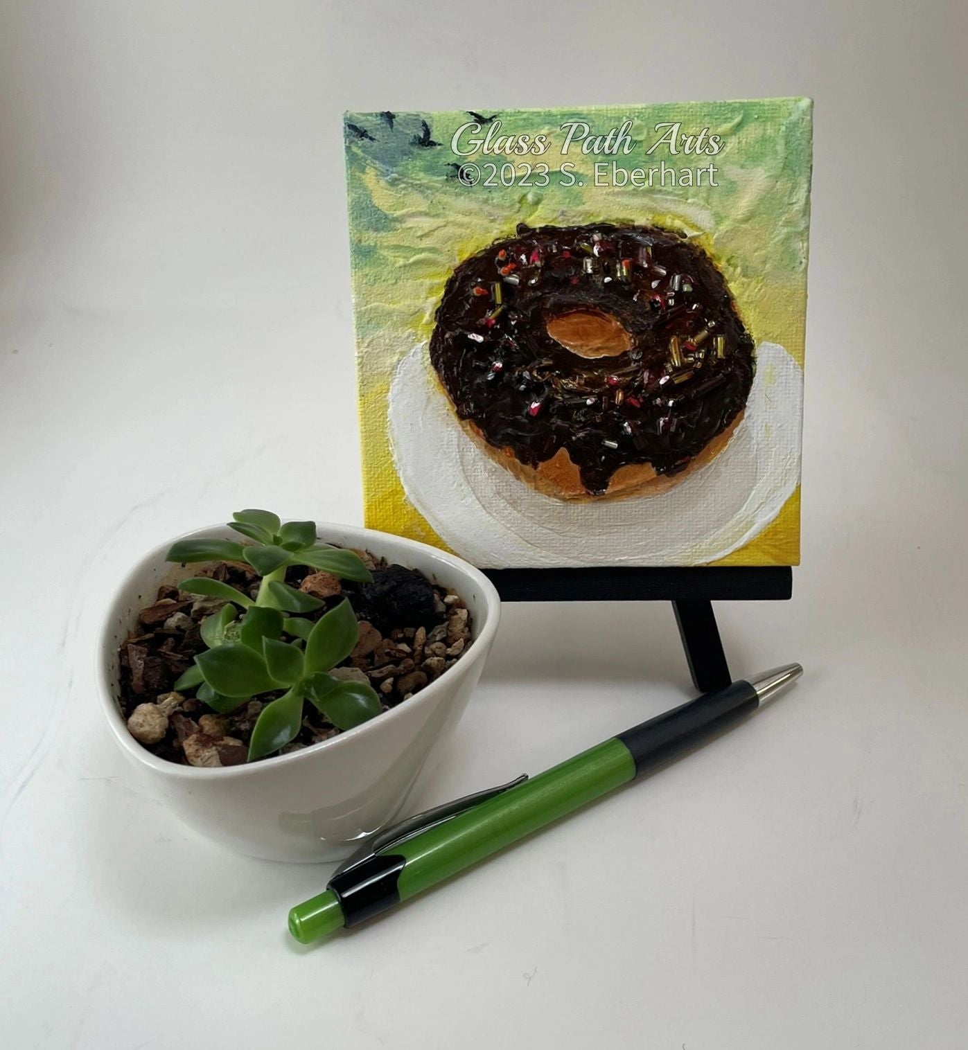 Doughnut Dawn - Original Acrylic Miniature Painting by Sophia Eberhart (Free USA Shipping)