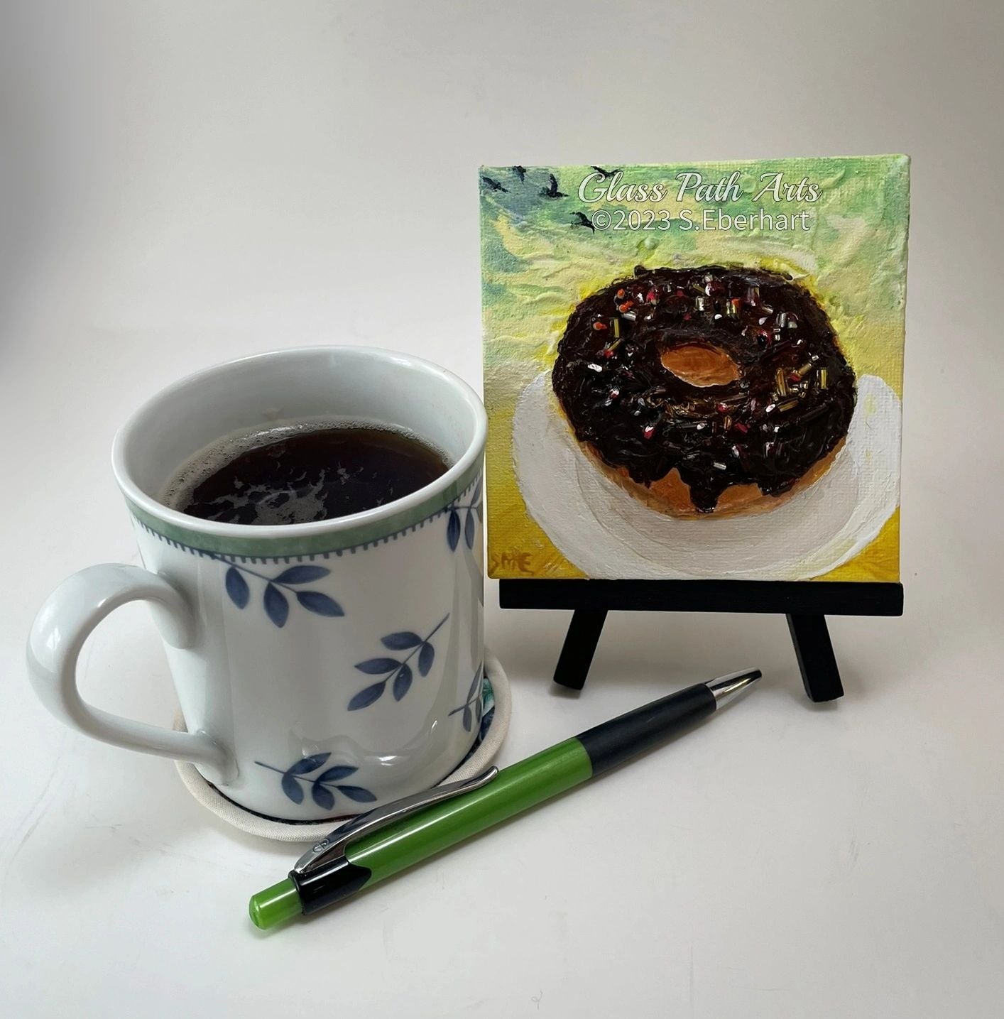 Doughnut Dawn - Original Acrylic Miniature Painting by Sophia Eberhart (Free USA Shipping)