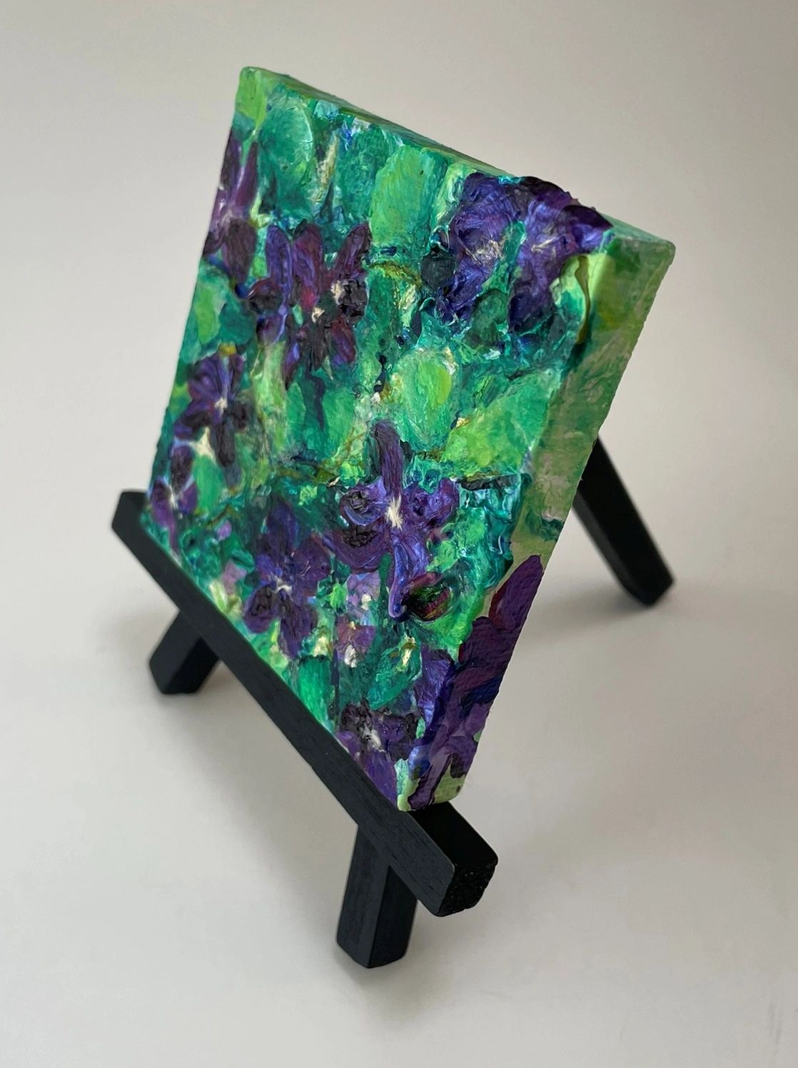 Violets - Original Acrylic Miniature Painting by Sophia Eberhart