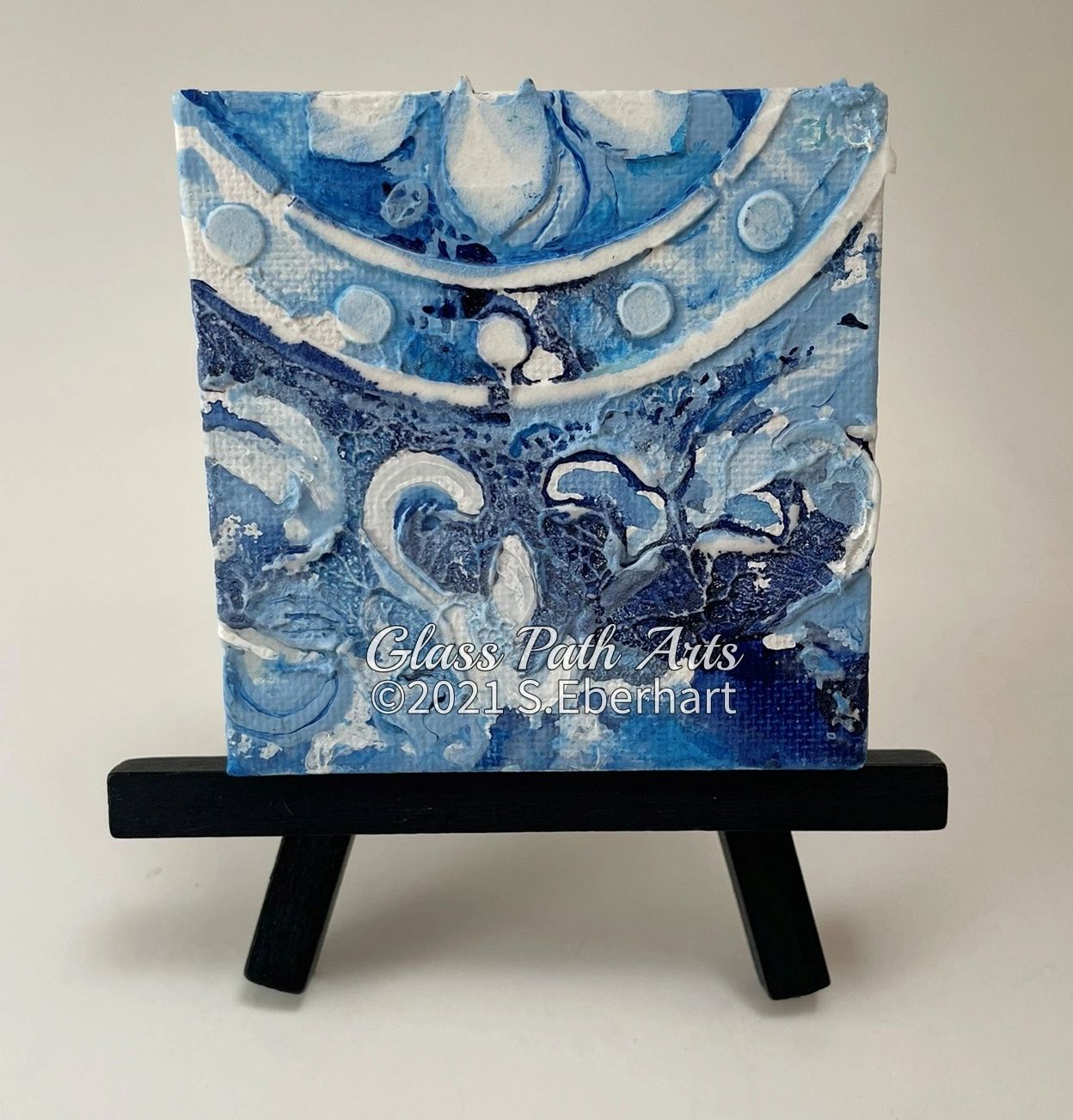 Blueberries & Cream - Original Acrylic Miniature Painting by Sophia Eberhart (Free USA Shipping)