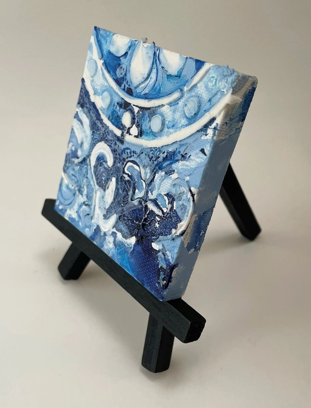 Blueberries & Cream - Original Acrylic Miniature Painting by Sophia Eberhart (Free USA Shipping)
