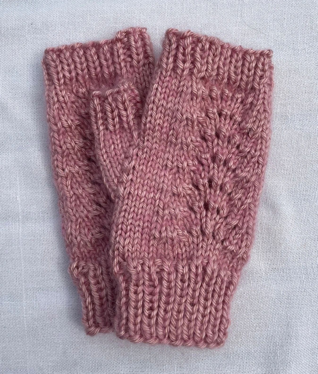 Fingerless Gloves - Mauve Heather with Mohair