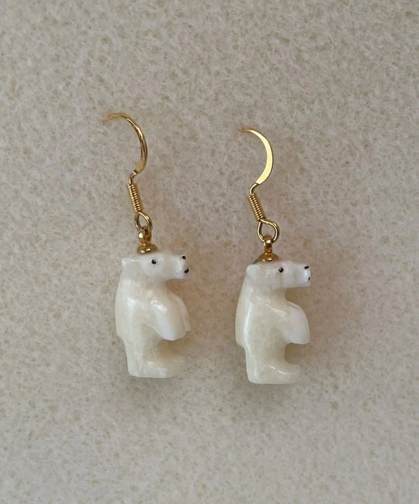 Alaska Carved Walrus Ivory Earrings