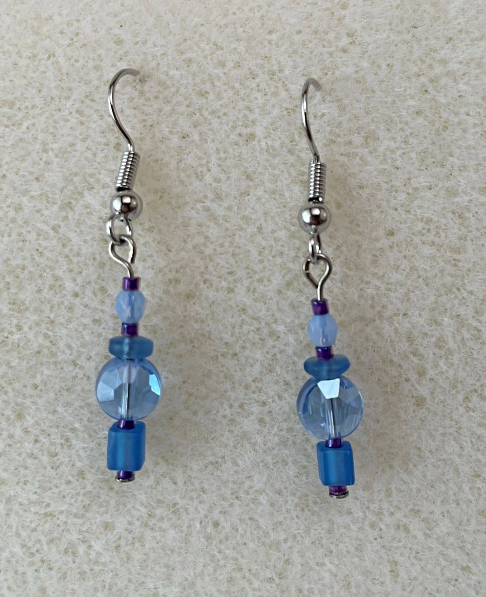 Blue Light Glass Bead Earrings