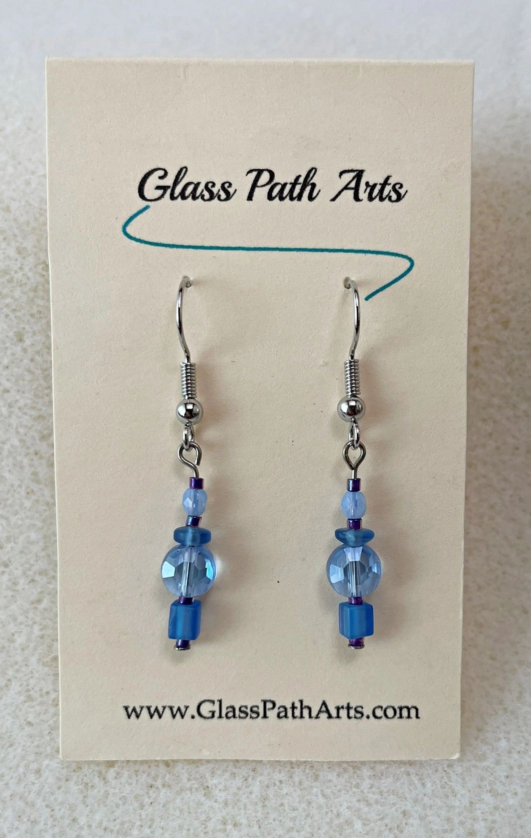 Blue Light Glass Bead Earrings