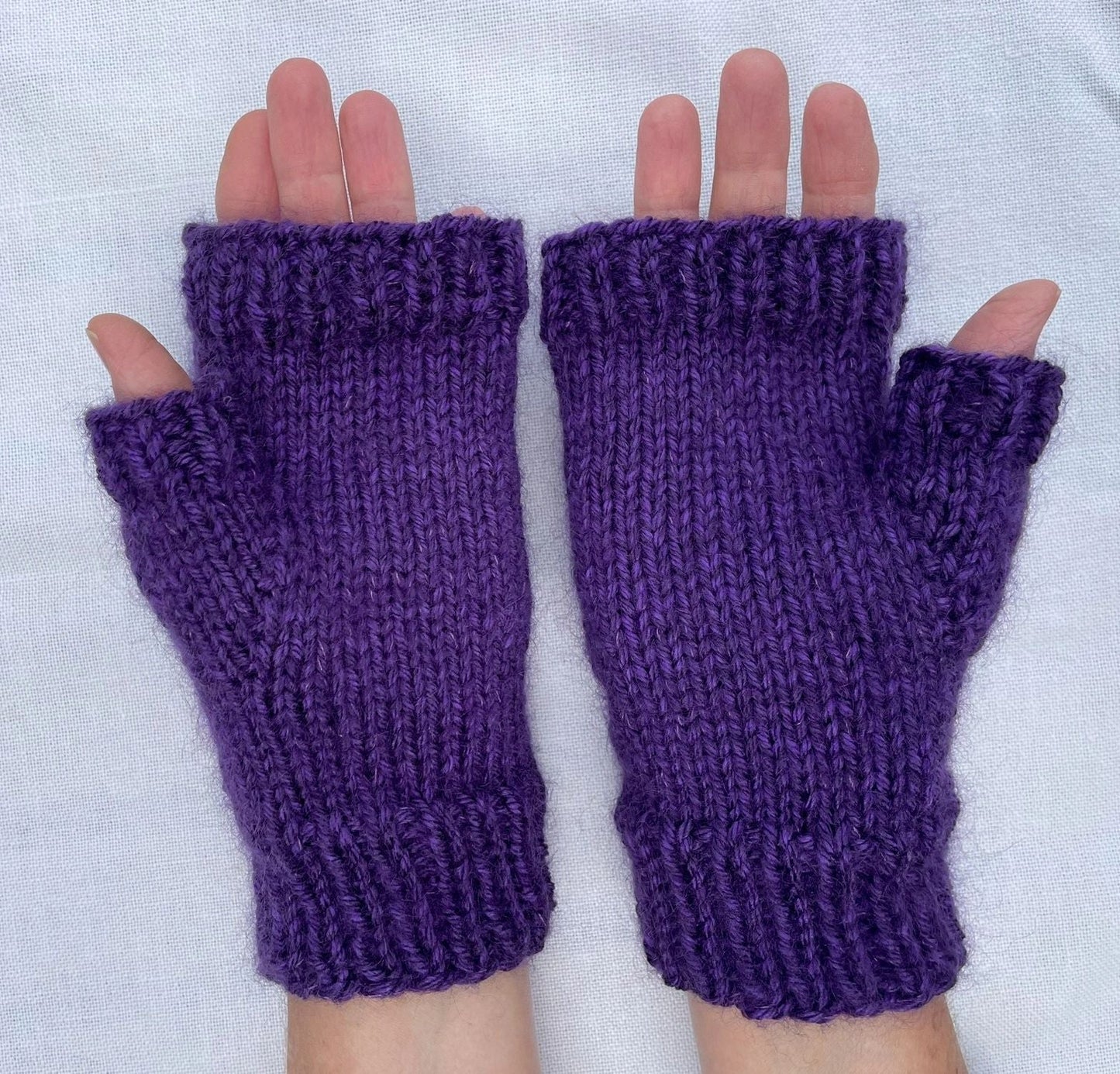 Fingerless Gloves - Purple Heather with Mohair