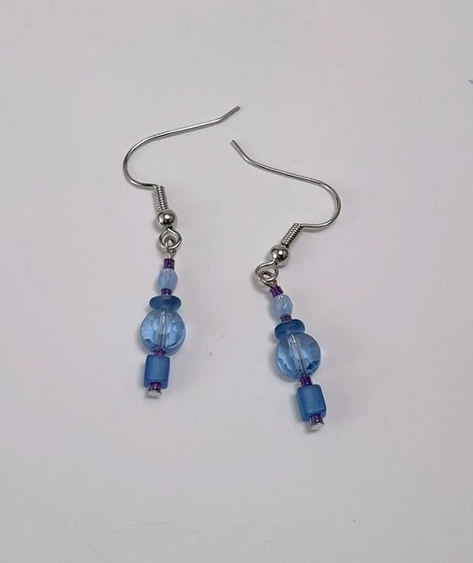 Blue Light Glass Bead Earrings