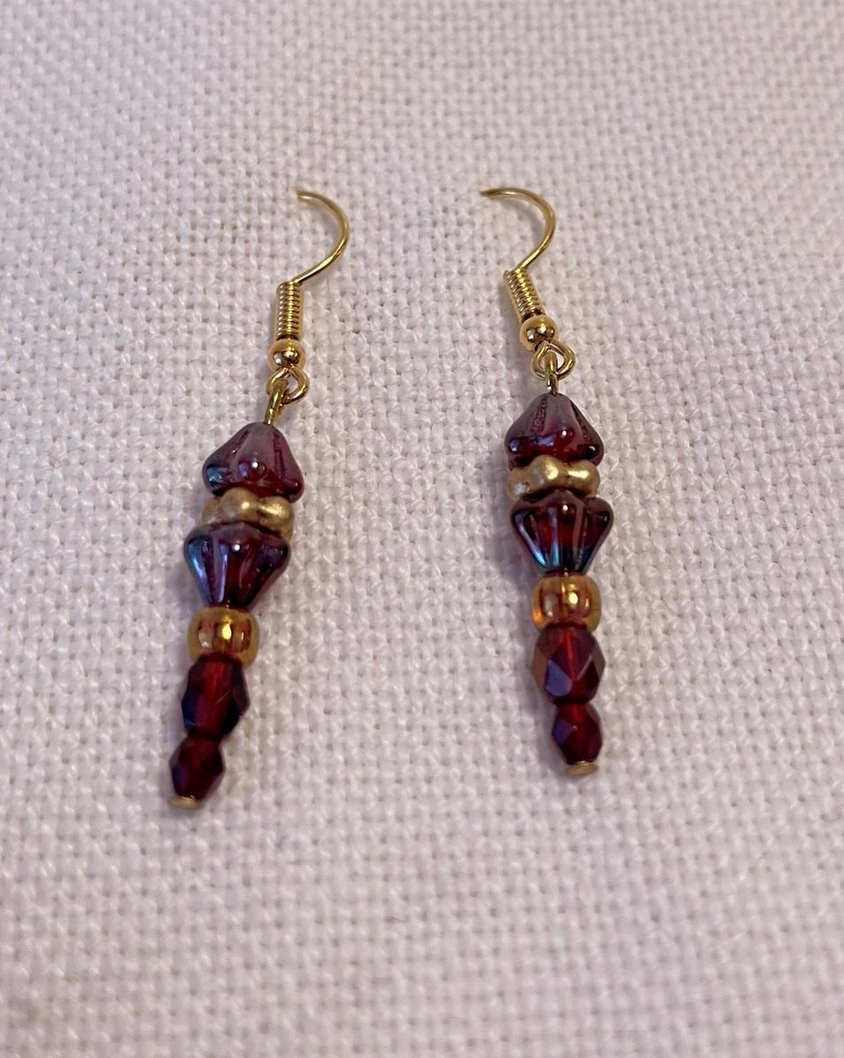 Cranberry & Gold Earrings