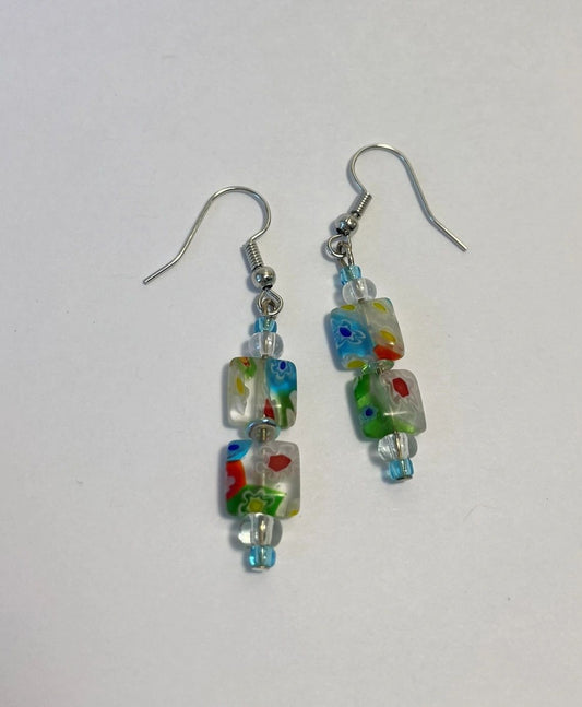 Double Millefiori Flower Earrings
