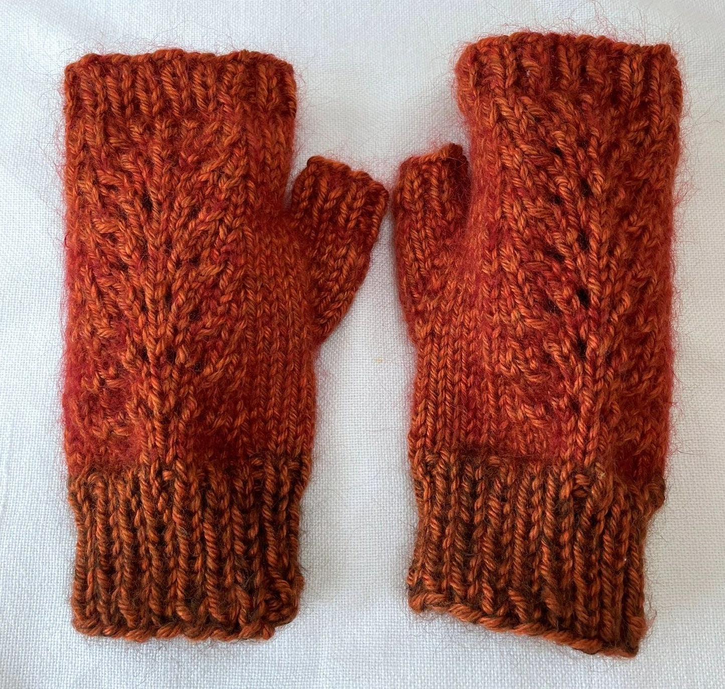 Fingerless Gloves - Rust Heather with Mohair
