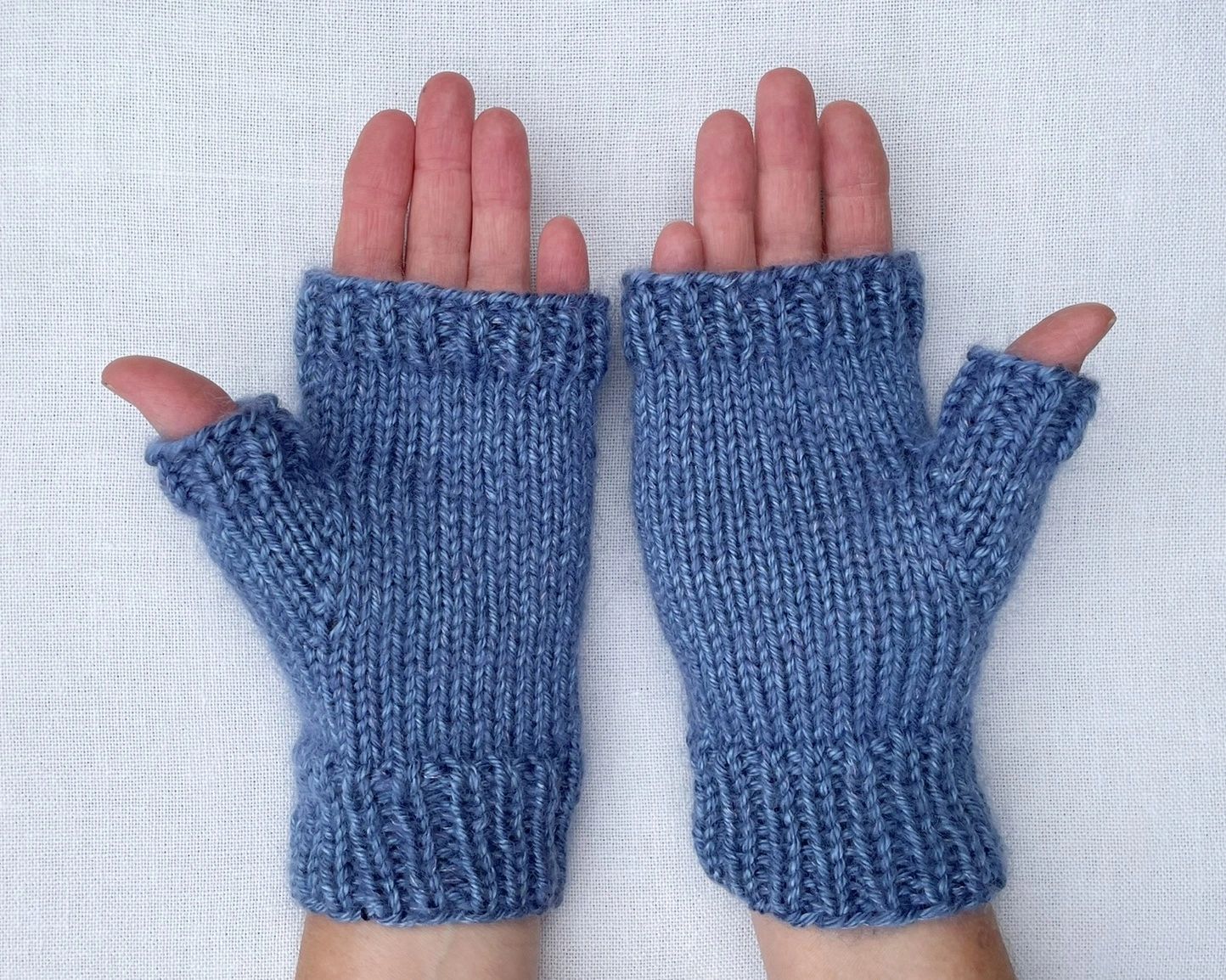 Knit Fingerless Gloves Fan Lace Printed Pattern
