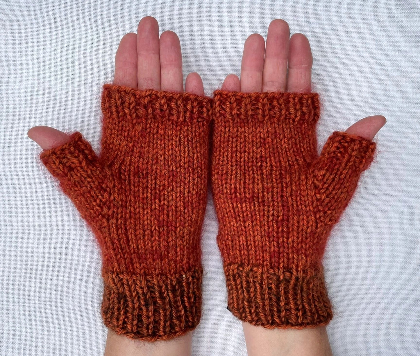 Fingerless Gloves - Rust Heather with Mohair