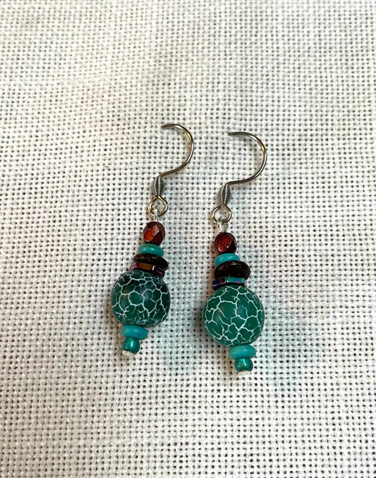 Evergreen Glass Bead Earrings