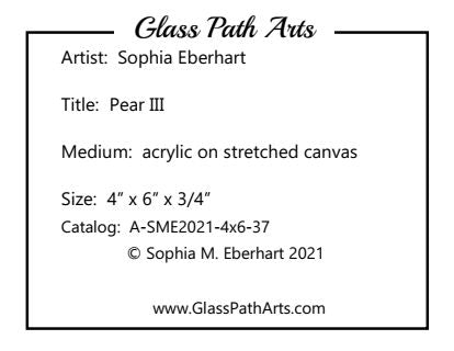 Pear III - Original Acrylic Painting by Sophia Eberhart (Free USA Shipping)