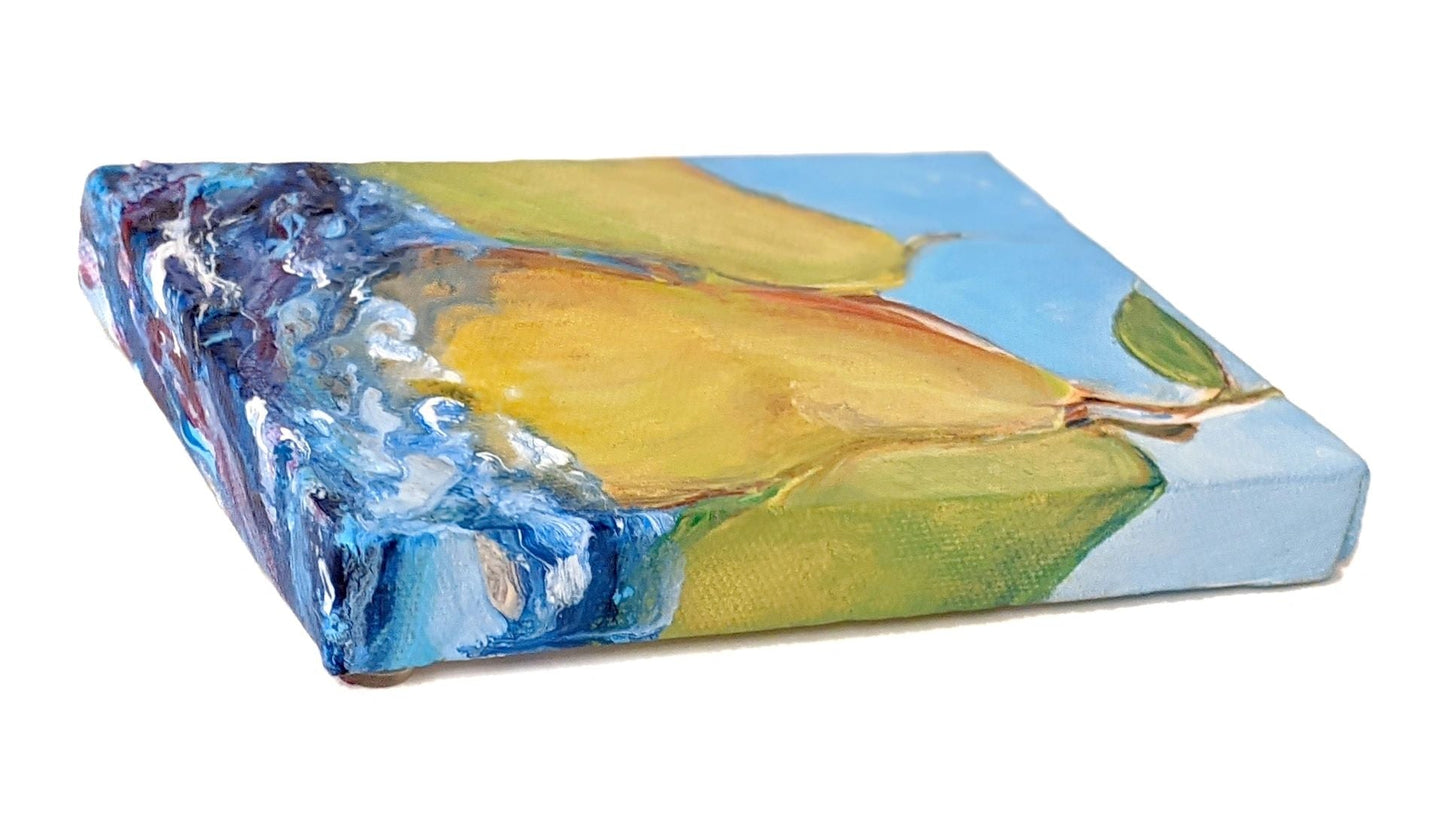 Pear III - Original Acrylic Painting by Sophia Eberhart (Free USA Shipping)