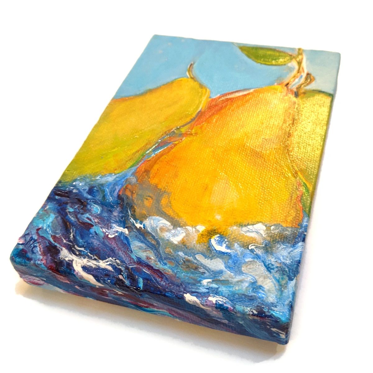Pear III - Original Acrylic Painting by Sophia Eberhart (Free USA Shipping)
