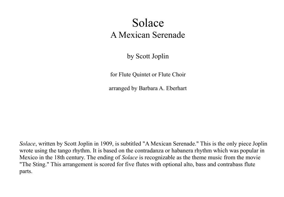 Solace for Flute Choir - Sheet Music Download