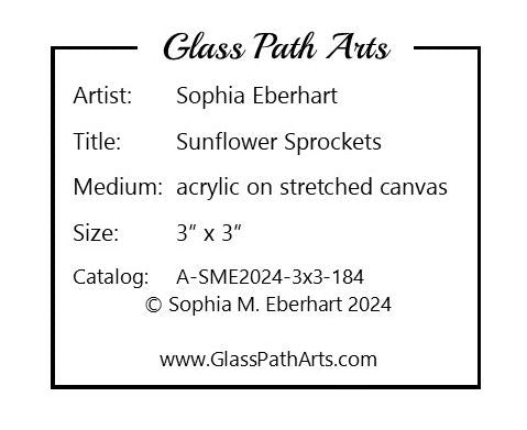 Sunflower Sprockets - Original Acrylic Miniature Painting by Sophia Eberhart (Free USA Shipping)