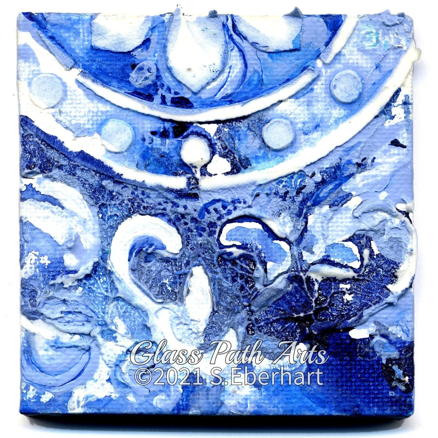 Blueberries & Cream - Original Acrylic Miniature Painting by Sophia Eberhart (Free USA Shipping)