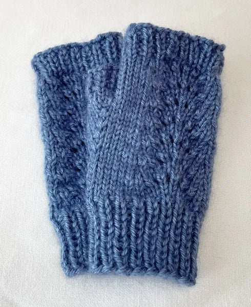 Fingerless Gloves - Blue Heather with Mohair