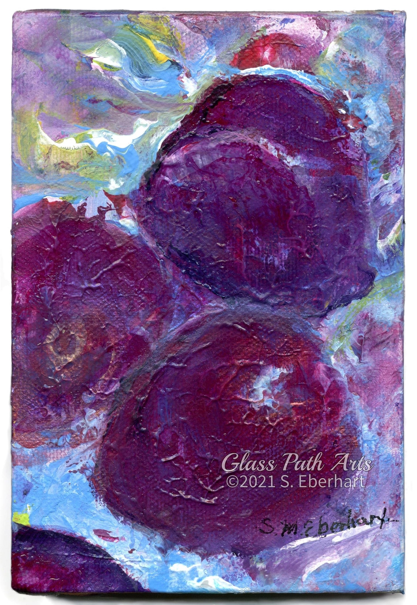 Tumbling Plums - Original Acrylic Painting by Sophia Eberhart (Free USA Shipping)