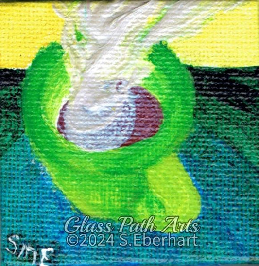 Steaming - Original Acrylic Miniature Painting by Sophia Eberhart