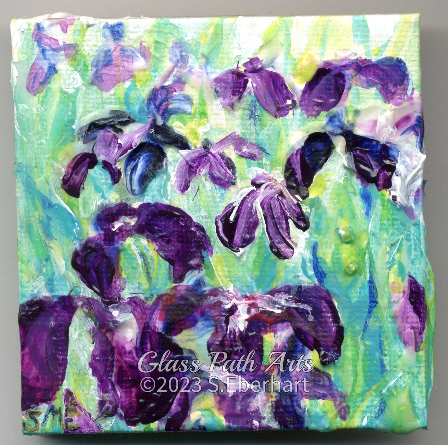 Iris Choir - Original Acrylic Miniature Painting by Sophia Eberhart (Free USA Shipping)