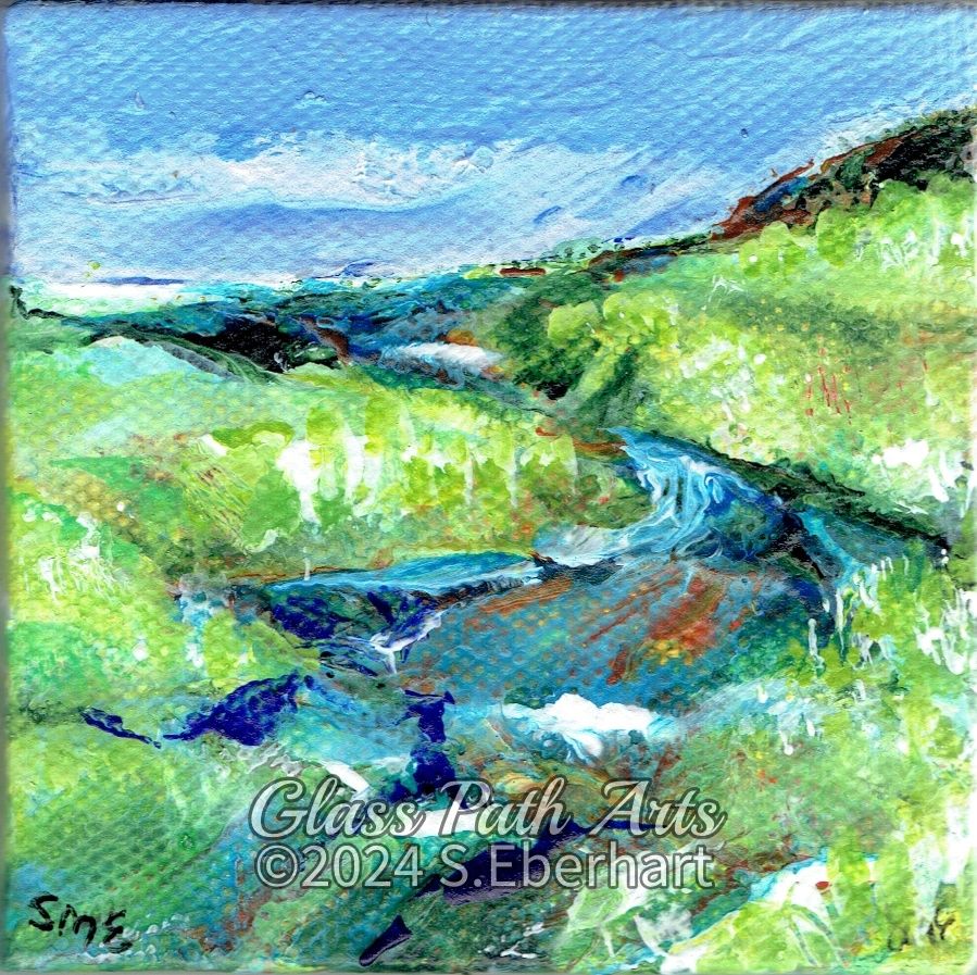 Waterway - Original Acrylic Miniature Painting by Sophia Eberhart (Free USA Shipping)