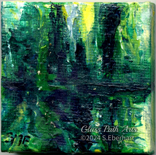 Abstract Reflections - Original Acrylic Miniature Painting by Sophia Eberhart